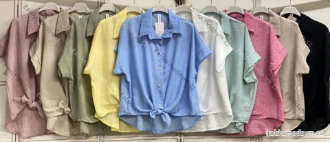 Košile klasik krátký rukáv dámská nadrozměr (48/50/52 ONE SIZE) ITALSKÁ MÓDA IMC26060