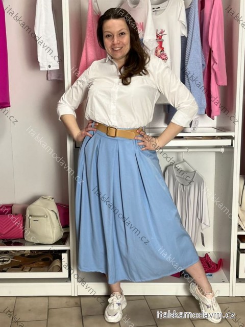 Sukňa s páskem dlhá dámska (S/M/L ONE SIZE) TALIANSKA MÓDA IMSM26106/DUR sv. modrá S/M/L