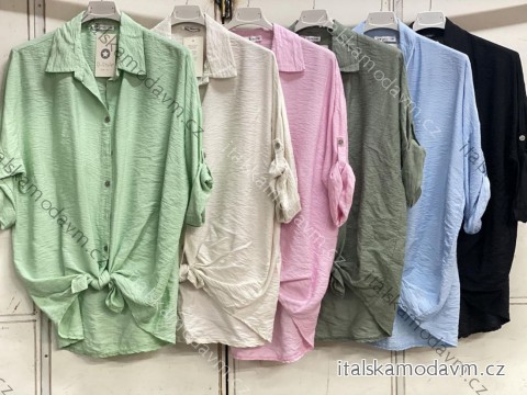 Košeľa predĺžená 3/4 dlhý rukáv dámska nadrozmer (48/50/52 ONE SIZE) TALIANSKA MÓDA IMC26063