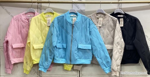 Bunda krátká jarní dlouhý rukáv dámská nadrozměr (44/46/48 ONE SIZE) ITALSKÁ MÓDA IMC26066