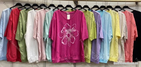 Tričko krátky rukáv dámske nadrozmer (54/56/58 ONE SIZE) TALIANSKA MÓDA IMC26067