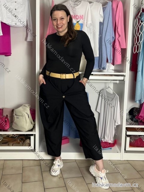 Nohavice voľnočasové s páskem dámske ELEN (S/M/L ONE SIZE) TALIANSKA MÓDA IMC26070