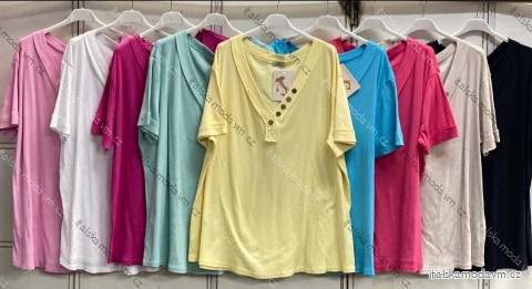 Tričko krátky rukáv dámske nadrozmer (54/56/58 ONE SIZE) TALIANSKA MÓDA IMC26074