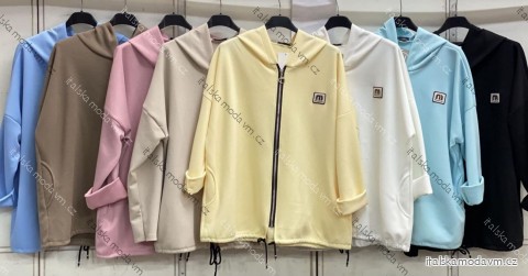 Mikina slabá s kapucňou dlhý rukáv dámska nadrozmer (50/52/54 ONE SIZE) TALIANSKA MÓDA IMC26077