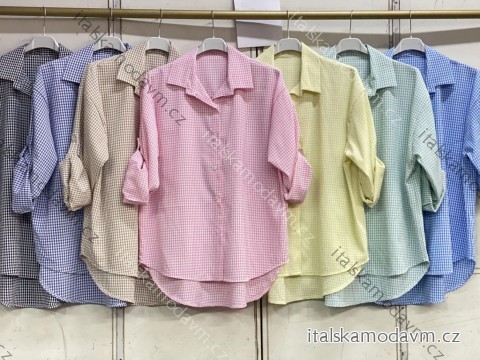 Košeľa predĺžená 3/4 dlhý rukáv dámska nadrozmer (48/50/52 ONE SIZE) TALIANSKA MÓDA IMC26078