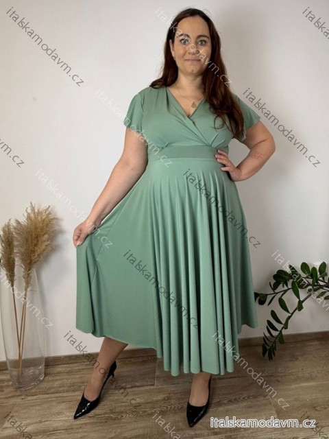 Šaty letné elegantní s krátkým rukávem dámske nadrozmer TASA (44/46/48 ONE SIZE) TALIANSKA MÓDA IM4260028