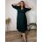 Šaty letné elegantní s 3/4 rukávem dámske nadrozmer ELIS (50/52/54 ONE SIZE) TALIANSKA MÓDA IM4260025/DUR 50/52/54 tmavo smaragdová
