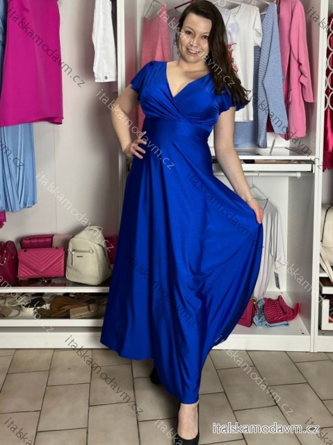 Šaty dlhé elegantný krátky rukáv dámske ANNA (S/M/L ONE SIZE) TALIANSKA MÓDA IM4260024