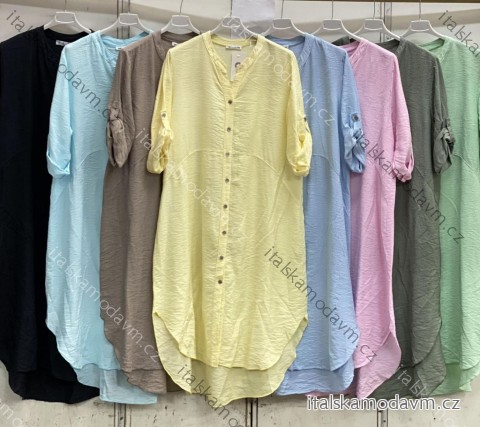 Košile prodloužená krátký rukáv dámská nadrozměr (46/48/50 ONE SIZE) ITALSKÁ MÓDA IMC26082