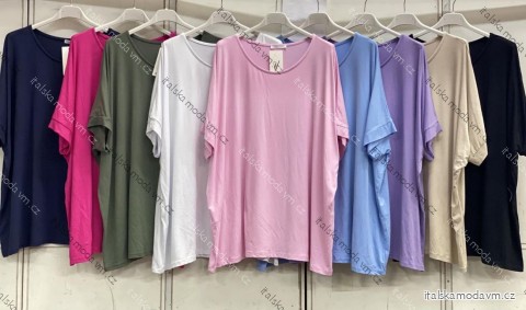 Tričko krátký rukáv dámské nadrozměr (54/56/58 ONE SIZE) ITALSKÁ MÓDA IMC26083
