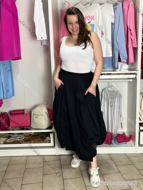Sukňa volnočasová dámska LIVIE (M/L/XL ONE SIZE) TALIANSKA MÓDA IMSM26104/DU M/L/XL čierna
