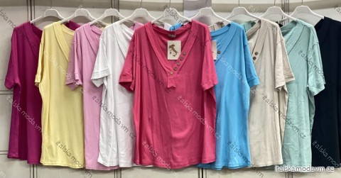 Tričko krátký rukáv dámské nadrozměr (54/56/58 ONE SIZE) ITALSKÁ MÓDA IMC26086