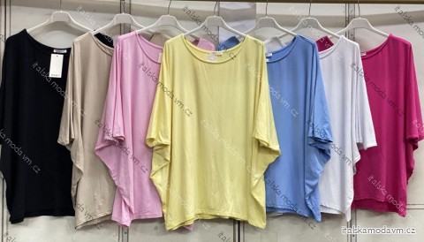 Tričko krátký rukáv dámské nadrozměr (54/56/58 ONE SIZE) ITALSKÁ MÓDA IMC26091