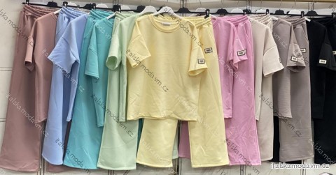 Súprava tepláková tričko krátky rukáv a nohavice dámske nadrozmer (48/50/52 ONE SIZE) TALIANSKA MÓDA IMC26095