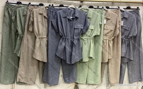 Súprava letná blúzka krátky rukáv a nohavice dámske nadrozmer (50/52/54 ONE SIZE) TALIANSKA MÓDA IMC26096