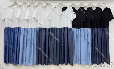 Šaty letní krátký rukáv dámské nadrozměr (42/44/46 ONE SIZE) ITALSKÁ MÓDA IM426109