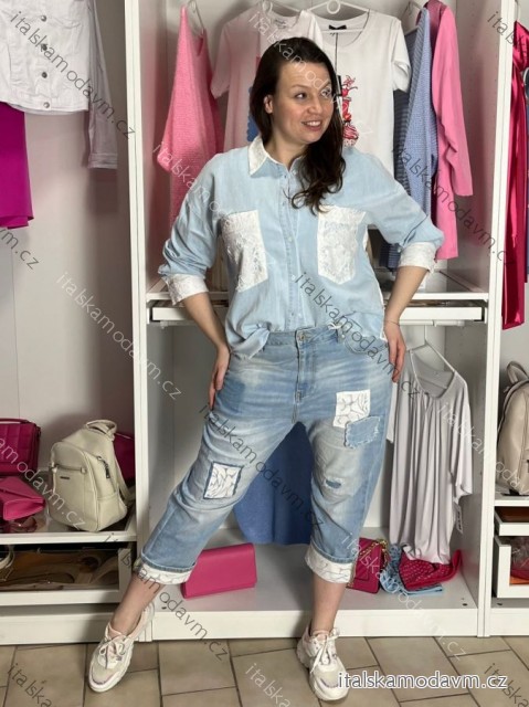 Riflové Nohavice outdoorové trojštvrťové 3/4 krátke dámske nadrozměr (S-XL) IMPSW26SW1914/DUR L modrá