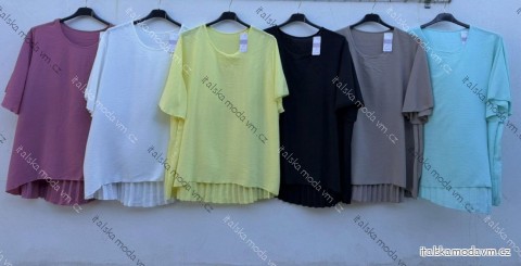 Blúzka krátky rukáv dámska nadrozmer (46/48/50 ONE SIZE) TALIANSKA MÓDA IMD26054