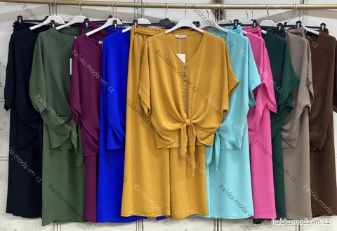 Súprava letné tričko krátky rukáv a nohavice dámske nadrozmer (54/56/58 ONE SIZE) TALIANSKA MÓDA IMC26103