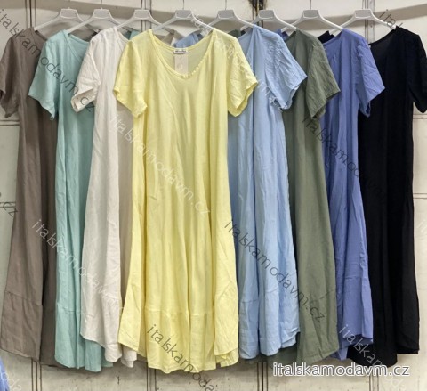 Šaty dlhé letné krátky rukáv dámske nadrozmer (54/56/58 ONE SIZE) TALIANSKA MÓDA IMC26109