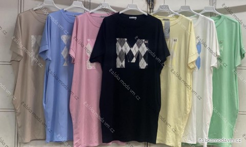 Šaty letní krátký rukáv dámské nadrozměr (52/54/56 ONE SIZE) ITALSKÁ MÓDA IMC26113