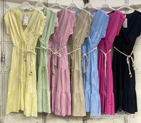 Šaty dlhé letné krátky rukáv dámske (S/M/L ONE SIZE) TALIANSKA MÓDA IMC26115