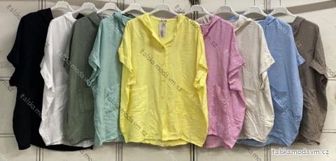 Košeľa klasik krátky rukáv dámska nadrozmer (54/56/58 ONE SIZE) TALIANSKA MÓDA IMC26120