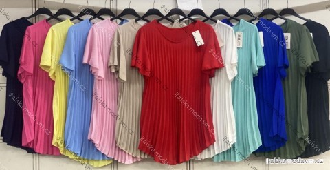 Halenka skládaná krátký rukáv dámská nadrozměr (54/56/58 ONE SIZE) ITALSKÁ MÓDA IMC26121