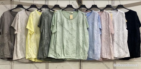 Tričko krátký rukáv dámské nadrozměr (48/50/52 ONE SIZE) ITALSKÁ MÓDA IMC26124