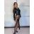 Bunda koženková dlhý rukáv dámska (S/M/L ONE SIZE) TALIANSKA MÓDA IMPLU254475/DUR S/M/L čierna