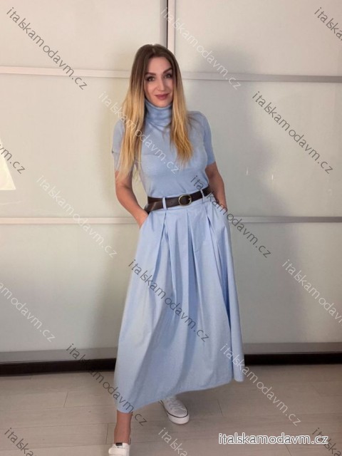 Sukně dlouhá s páskem dámská MARIA (S/M/L ONE SIZE) ITALSKÁ MÓDA IMPLU26G339201/DUR S/M/L svetlo modrá