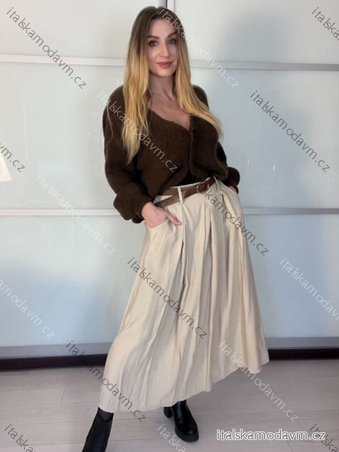 Sukňa dlhá s opaskom dámska MARIA (S/M/L ONE SIZE) TALIANSKA MÓDA IMPLU26G03392/DUR S/M/L béžová