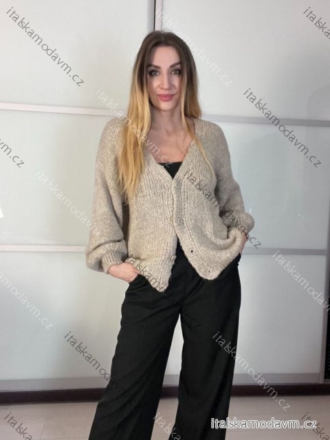 Sveter pletený na gombíky dlhý rukáv dámsky (S/M/L ONE SIZE) INDICKÁ MÓDA IMWKA26001/DR
