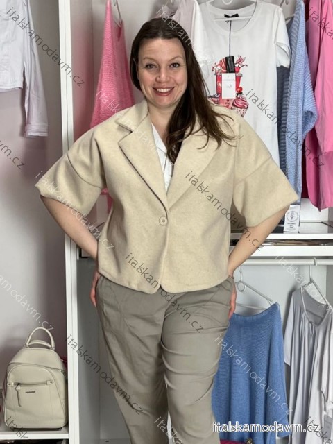 Kabátik teplý krátky rukáv dámsky (M/L/XL ONE SIZE) TALIANSKA MÓDA IMC26069/DR