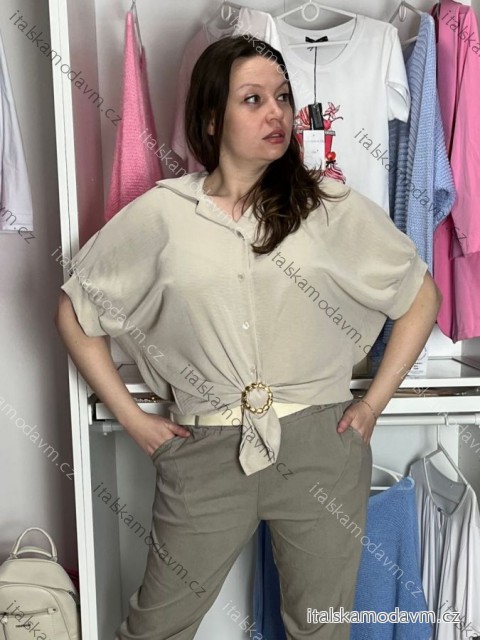 Košeľa elegantný krátky rukáv dámska BARBARA (S/M/L ONE SIZE) TALIANSKA MÓDA IMC26048