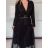 Šaty elegantní dlouhý rukáv dámske MIA (S/M/L ONE SIZE) TALIANSKA MÓDA IMSM261126/DU S/M/L čierna