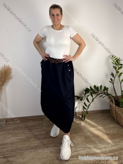 Sukňa dlhá s páskem oversize dámska nadrozmer (50/52/54 ONE SIZE) TALIANSKA MÓDA IM425632/DU