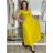 Šaty dlouhé letní krátký rukáv dámské (S/M/L ONE SIZE) ITALSKÁ MÓDA IM425MARIA-M/DU žlutá S/M/L