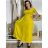 Šaty dlouhé letní krátký rukáv dámské (S/M/L ONE SIZE) ITALSKÁ MÓDA IM425MARIA-M/DU žlutá S/M/L