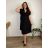 Šaty košeľové krátky rukáv dámske (S/M/L/XL ONE SIZE) TALIANSKA MÓDA IM423KLASA/DUR L/XL čierna
