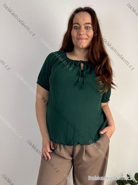 Halenka krátký rukáv dámské nadrozměr PRUE (50/52/54 ONE SIZE) ITALSKÁ MÓDA IM426075