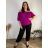 Halenka krátky rukáv dámske nadrozmer PRUE (50/52/54 ONE SIZE) TALIANSKA MÓDA IM426075/DUR 50/52/54 růžová fuchsiová