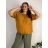 Halenka krátký rukáv dámské nadrozměr PRUE (50/52/54 ONE SIZE) ITALSKÁ MÓDA IM426075/DUR 50/52/54 žlutá hořčicová