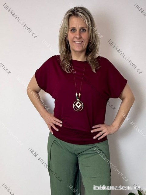Tunika s přívěskem krátký rukáv dámské nadrozměr VIVIEN (40/42/44ONE SIZE) ITALSKÁ MÓDA IM426022