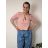 Šaty/tunika so zipsom a opaskom dlhý rukáv dámske nadrozmer (S/M/L ONE SIZE) TALIANSKA MóDA IMD22886/DU   staroružová
   S/M