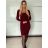 Šaty úpletové dlouhý rukáv dámské (S/M/L ONE SIZE) ITALSKÁ MÓDA IMM25M7006