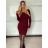 Šaty úpletové dlouhý rukáv dámské (S/M/L ONE SIZE) ITALSKÁ MÓDA IMM25M7006
