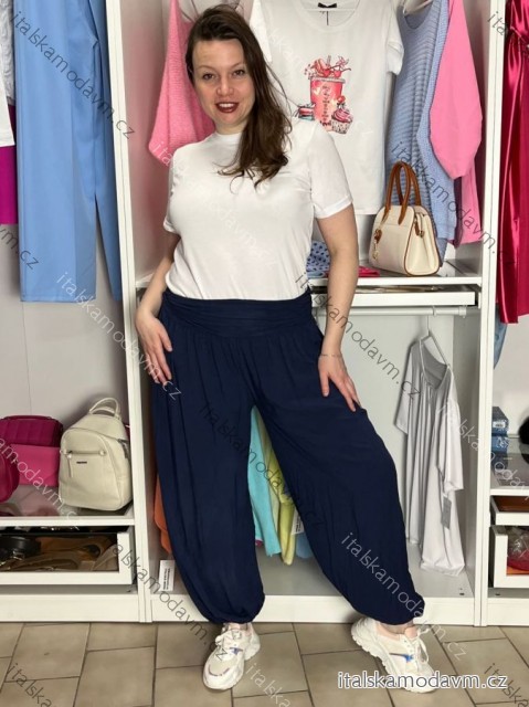 Kalhoty aladinky harémky dlouhé dámské (M/L ONE SIZE) ITALSKÁ MÓDA IMD22212/DUR M/L tmavě modrá