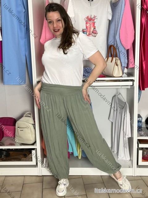 Kalhoty aladinky harémky dlouhé dámské (M/L ONE SIZE) ITALSKÁ MÓDA IMD22212/DR M/L KHAKI