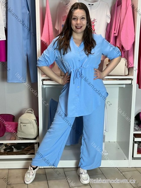 Komplet tunika 3/4rukáv a kalhoty dámský (M/L/XL ONE SIZE) ITALSKÁ MÓDA IMWHA260001/DUR M/L/XL světle modrá